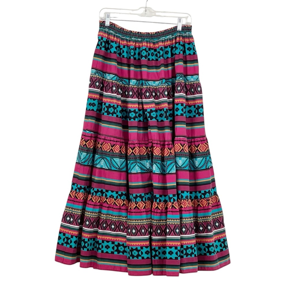 Circle T Marilyn Lenox Vintage Aztec Tiered Maxi Skirt Southwestern Western
